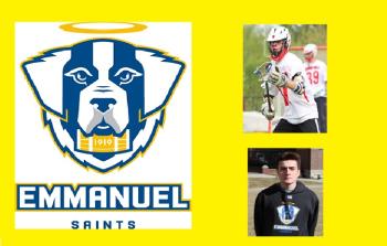 Morgan Mercier is a soccer and lacrosse player at Emmanuel College. (Photos courtesy Emmanuel College and Camden Hills Windjammers Lacrosse/Facebook. Graphic by George Harvey)