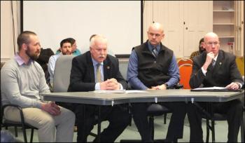 Oceanside High School Assistant Principal Jesse Bartke, Rockland Police Chief Bruce Boucher, Chief Deputy Tim Carroll of Knox County Sheriff's Office and Rockland Deputy Police Chief Christopher Young gave information and answered questions for the RSU board Thursday night.