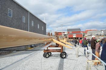 The carbon fiber mast will stand 100 feet over the deck.