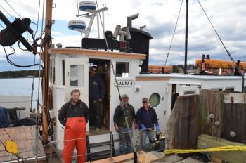 Captains Andy Barstow, Nick Thompson, Jeffrey Delaney and crew member Robert Mersfelder. (Photo by Lynda Clancy)