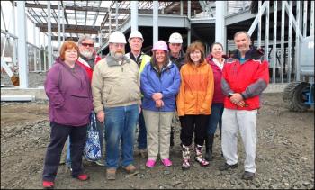 Tori Manzi, MCST school board; John Gorham, Islesboro Central School; Jerry White, North Haven SAD 7 and chairman of the Region 8 board; Brook Wilder, project coordinator; Beth Fisher, MCST director; Sherry Moody, MCST business manager; Mike Goldsmith, job superintendent; Kim Applebey, MCST board membe;r and Dave Miramant, Maine State Senator.