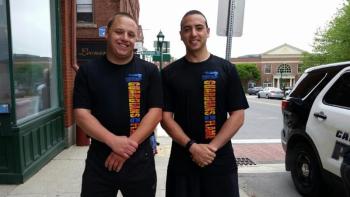 Officers Chris Taylor and Tony DelVecchio represented the Rockport Police Department. (Photo by Sarah Shepherd)