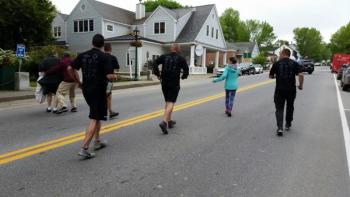 Graham (far left) leads the runners with his father, Sherwood. (Photo by Sarah Shepherd)