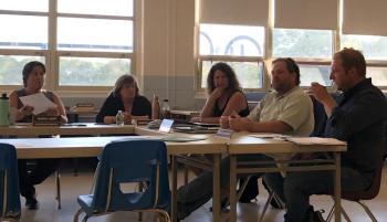 School Administrative District 28 Superintendent with board members Marcia Dietrich, Carole Gartley, Matt Dailey and Patrick McCafferty.