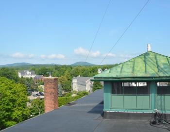 The old stage vent, which now houses the building’s air conditioning unit. It is thought that opera houses had vents built on the roof, in case there were fires on the stage — from theater acts involved flames.