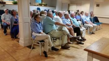 Approximately 40 nonvoting Rockport property owners gathered for a first time special meeting with the Select Board and Town Manager at the Rockport Opera House July 23. (Photo by Sarah Shepherd)
