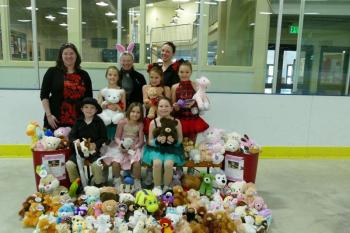 138 stuffed animals were thrown onto the ice after a spring skating showcase at the Midocast Recreation Center. (Courtesy Stefanie McAllister/Facebook)