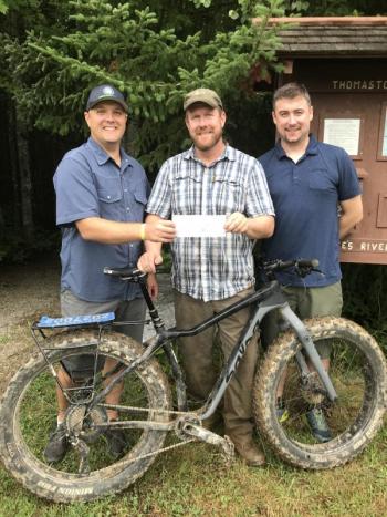 Andrew Dailey (Sidecountry Sports), John Anders (Trail Manager, Georges River Land Trust), and Brian Kelley (Sidecountry Sports).