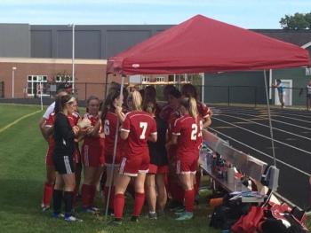 The Camden Hills girls soccer team in a game against Bangor. (Courtesy Steve Alex)