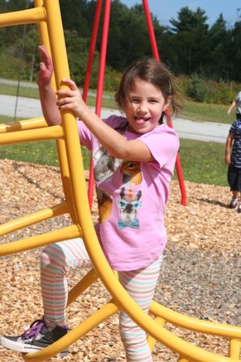 Helvi Gelman enjoys recess on the first day of school. (Photo courtesy Thomaston Grammar School)