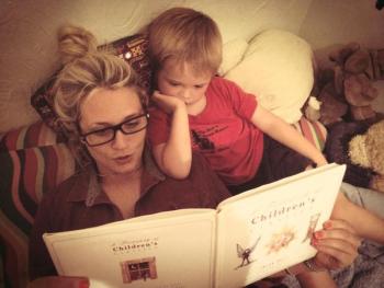 Kristen reading to her nephew Colton.