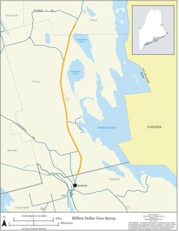 Million Dollar Highway, northern Maine. (Map courtesy State of Maine Transportation Department)