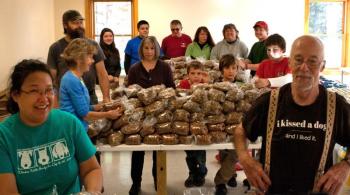 Volunteers at the Penobscot Pet Pantry in Camden gather on the first Thursday of every month to distribute pet food and other supplies to individuals and families who have applied to receive support for their furry family members. (Photo courtesy of the Penobscot Pet Pantry)