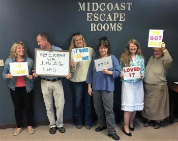 We did it … in the nick of time with 1 minute and 8 seconds left on the clock! Courtesy of Midcoast Escape Rooms