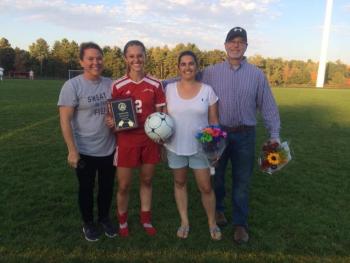 Kristina Kelly after scoring her 100th career goal. (Courtesy Steve Alex)