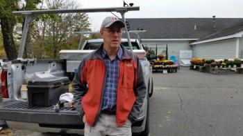 Gregg Haining, owner of Vision Builders, who rebuilt the pillar. (Photo by Sarah Shepherd)