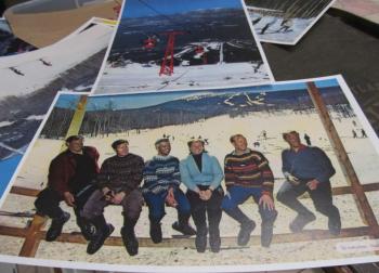A couple of vintage photographs from Sugarloaf that Davis turns into posters. (Photo by Kay Stephens)