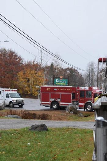A scene from the escort given to the Camden Hills team by the Rockport and Camden Fire and Rescue Departments, Camden and Rockport police departments, and North East Mobile Health Services. (Courtesy Rockport Fire Department/Facebook)