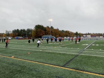 The Camden Hills girls soccer team warming up ahead of its state championship game. (Courtesy Steve Alex)
