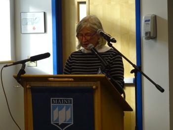 Islesboro resident Nancy Alexander speaks. (photo by Erica Thoms)
