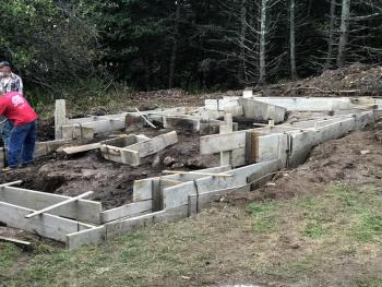 Building foundation forms. (Photo courtesy of Marshall Point Lighthouse and Museum)