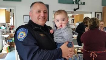 Police Chief Gagne is really a big softie... (Photo by Sarah Shepherd)