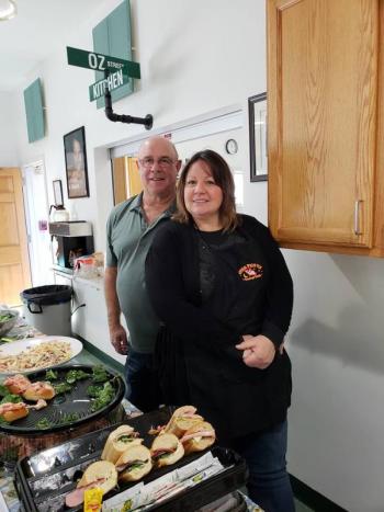 Tom and Lori Bridges of Rockport made a delicious Shepherd’s Pie and assisted at the event. (Photo by Maggie Timmermann)