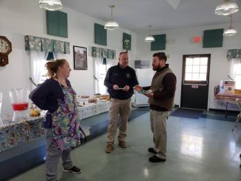 Keirsten Delano, Rockport Fire Chief Jason Peasley (center) and Owen Casas. (Photo by Maggie Timmermann)