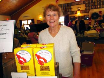 Pat Havener and her one-of-a-kind Gourmet Maine Lobster Crackers. (Photo by Kay Stephens)