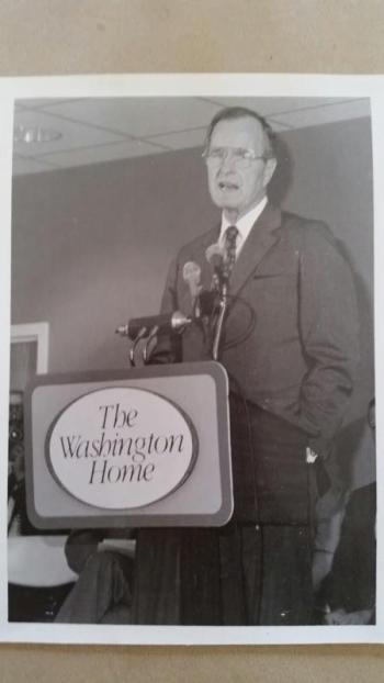 In November 1989, President George Bush and First Lady, Barbara Bush, were the featured guests and speakers at the dedication of the new Washington Home, a long-term care facility in Washington, D.C., where I was the volunteer director. (Photo courtesy of Sarah Shepherd)