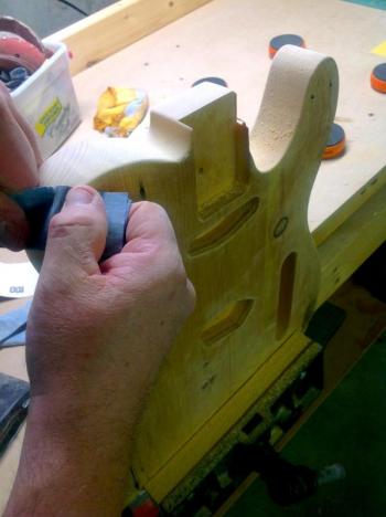 The shaping of a King’s Pine guitar. (Courtesy Thad Chilton)