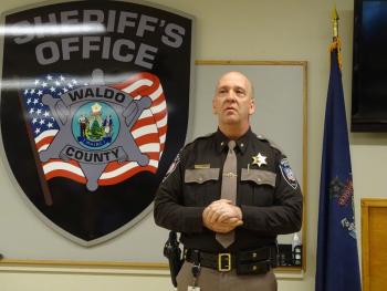 Chief Deputy Jason Trundy speaks to the crowd before turning over the floor to Sheriff Trafton. (photo by Erica Thoms)