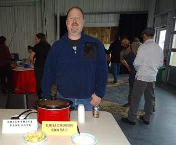 Paul Abbott said he uses three types of meat and three types of peppers in his chili. (photo by Erica Thoms)