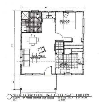 One-bedroom unit. Habitat for Humanity site plans submitted in May 2018.