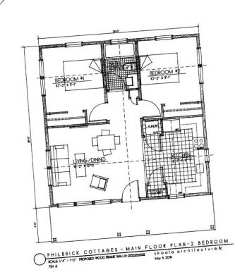 Two-bedroom unit. Habitat for Humanity site plans submitted in May 2018.