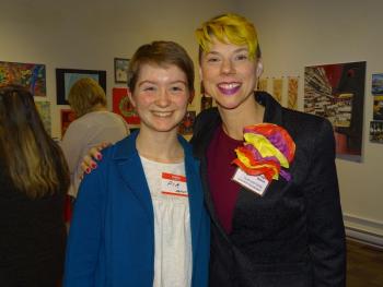 Pia Gibson (left) and Bridget Matros pose at the event’s opening night.