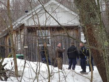 Maine State Police and Waldo County Sheriff’s Office members remained on scene as of 4:00 p.m. Friday afternoon. (photo by Erica Thoms)