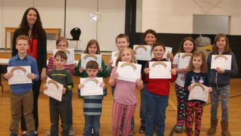 Front: Oliver Quinn, Jude Whitney, Cole Beal, Naomi Thompson, Brent Beckett, Greta Stinson.
Back: Principal Ainslee Riley, Charlotte Stevens, Bryanna Bailey, Denver Nazworth, Jude Risteen, Amelia Fetchen, Rachel Kinney. (Photo courtesy Thomaston Grammar School)