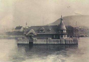The first steamboat wharf in Camden, which burned in 1924. (Photo courtesy Barbara F. Dyer)
