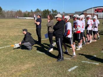 The Camden Hills varsity boys lacrosse team in a game against April 17 against Erskine Academy. (Courtesy Steve Alex)