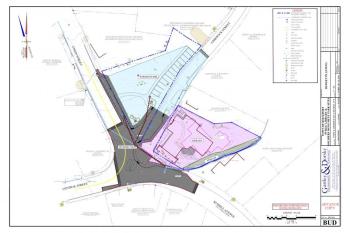 A plan depicting 14 parking spaces along Limerock St. was reduced to seven spaces by a vote of the Rockport Select Board on April 8. rockport, maine, library, demolition, construction, parking