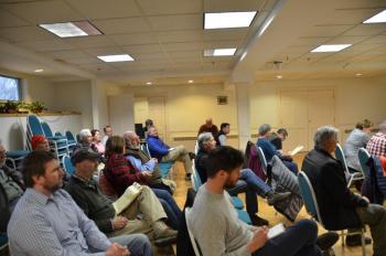 Rockport’s bid opening for the new town library drew a crowd April 18, 2019.