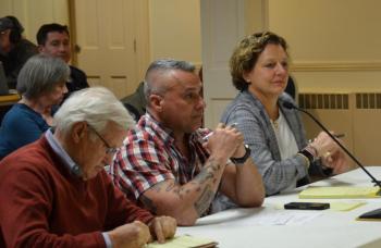 Architect Stephen Smith with Phi Builders and Architects Charlie Frattini and Bettina Doulton. (Photo by Lynda Clancy)
