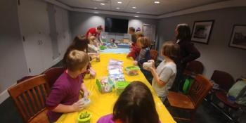 Button making Maker Lab for teens. (Photo courtesy Belfast Free Library)