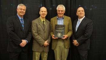 Left to right: Waldo County Sheriff Jeff Trafton, Waldo County Corrections Administrator Major Ray Porter, Dr. Timothy Hughes, and Chief Deputy Jason Trundy. (photo courtesy of the Waldo County Sheriff’s Office)