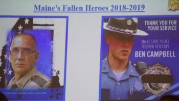Two Maine law enforcement officers who lost their lives in the line of duty were also honored at the event. Today marks the one year anniversary of the April 25, 2018 shooting death of Somerset County Sheriff’s Corporal Eugene Cole, while Maine State Trooper Detective Ben Campbell was killed by a detached tire while trying to help a stranded motorist April 3.