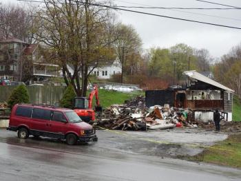What remains of the Penobscot McCrum offices May 10. (photo by Erica Thoms)