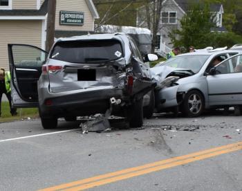 A crash on Route 1 in Rockport near Pandion Lane sent four people to the hospital. (Photo courtesy Royan Bartley)