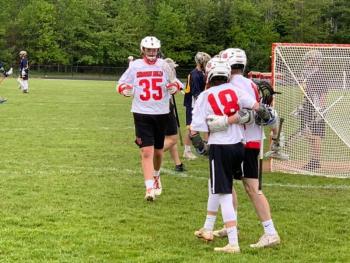 The Camden Hills boys lacrosse team in its June 5 playoff game. (Courtesy Steve Alex)