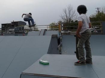 Seekins and Cotrell decided to test the park mid work party. (photo by Erica Thoms)